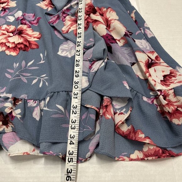 Jill Stuart Dress Womens XS Gray Floral Ruffle‎ Mini Cottagecore Feminine Fairy - Picture 6 of 8